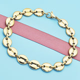 Stainless Steel Basic Anklet, Puff Mariner Design, Polished, Golden Finish