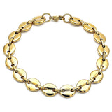 Stainless Steel Basic Anklet, Puff Mariner Design, Polished, Golden Finish