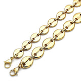 Stainless Steel Basic Anklet, Puff Mariner Design, Polished, Golden Finish