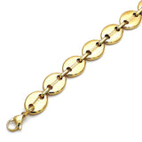 Stainless Steel Basic Anklet, Puff Mariner Design, Polished, Golden Finish