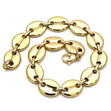 Stainless Steel Basic Anklet, Puff Mariner Design, Polished, Golden Finish