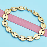 Stainless Steel Basic Anklet, Puff Mariner Design, Polished, Golden Finish