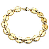 Stainless Steel Basic Anklet, Puff Mariner Design, Polished, Golden Finish