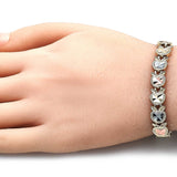 Oro Laminado Fancy Bracelet, Gold Filled Style Apple Design, Diamond Cutting Finish, Tricolor
