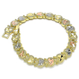 Oro Laminado Fancy Bracelet, Gold Filled Style Apple Design, Diamond Cutting Finish, Tricolor