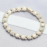 Oro Laminado Fancy Bracelet, Gold Filled Style Apple Design, Diamond Cutting Finish, Tricolor
