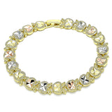 Oro Laminado Fancy Bracelet, Gold Filled Style Apple Design, Diamond Cutting Finish, Tricolor