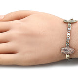 Oro Laminado Fancy Bracelet, Gold Filled Style Guadalupe Design, Polished, Tricolor