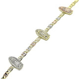 Oro Laminado Fancy Bracelet, Gold Filled Style Guadalupe Design, Polished, Tricolor
