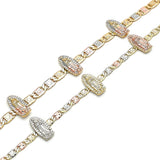Oro Laminado Fancy Bracelet, Gold Filled Style Guadalupe Design, Polished, Tricolor