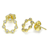 Oro Laminado Stud Earring, Gold Filled Style with White Micro Pave, Polished, Golden Finish