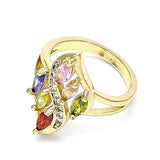 Oro Laminado Multi Stone Ring, Gold Filled Style with Multicolor Cubic Zirconia, Polished, Golden Finish