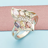 Oro Laminado Multi Stone Ring, Gold Filled Style with Multicolor Cubic Zirconia, Polished, Golden Finish