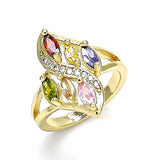 Oro Laminado Multi Stone Ring, Gold Filled Style with Multicolor Cubic Zirconia, Polished, Golden Finish