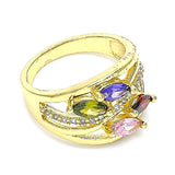 Oro Laminado Multi Stone Ring, Gold Filled Style with Multicolor Cubic Zirconia, Polished, Golden Finish
