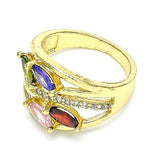 Oro Laminado Multi Stone Ring, Gold Filled Style with Multicolor Cubic Zirconia, Polished, Golden Finish