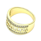 Oro Laminado Multi Stone Ring, Gold Filled Style Greek Key Design, with White Cubic Zirconia, Polished, Golden Finish