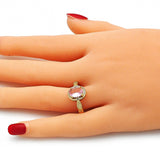 Oro Laminado Multi Stone Ring, Gold Filled Style with Pink Cubic Zirconia, Polished, Golden Finish