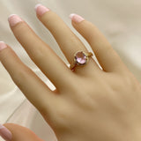 Oro Laminado Multi Stone Ring, Gold Filled Style with Pink Cubic Zirconia, Polished, Golden Finish