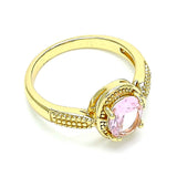 Oro Laminado Multi Stone Ring, Gold Filled Style with Pink Cubic Zirconia, Polished, Golden Finish