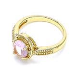 Oro Laminado Multi Stone Ring, Gold Filled Style with Pink Cubic Zirconia, Polished, Golden Finish