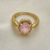 Oro Laminado Multi Stone Ring, Gold Filled Style with Pink Cubic Zirconia, Polished, Golden Finish