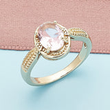 Oro Laminado Multi Stone Ring, Gold Filled Style with Pink Cubic Zirconia, Polished, Golden Finish