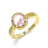 Oro Laminado Multi Stone Ring, Gold Filled Style with Pink Cubic Zirconia, Polished, Golden Finish
