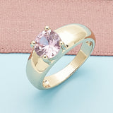 Oro Laminado Multi Stone Ring, Gold Filled Style with Pink Cubic Zirconia, Polished, Golden Finish