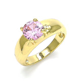 Oro Laminado Multi Stone Ring, Gold Filled Style with Pink Cubic Zirconia, Polished, Golden Finish