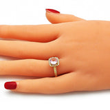 Oro Laminado Multi Stone Ring, Gold Filled Style with Pink Cubic Zirconia, Polished, Golden Finish
