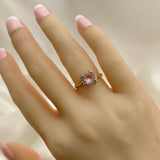 Oro Laminado Multi Stone Ring, Gold Filled Style with Pink Cubic Zirconia, Polished, Golden Finish