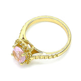Oro Laminado Multi Stone Ring, Gold Filled Style with Pink Cubic Zirconia, Polished, Golden Finish