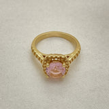 Oro Laminado Multi Stone Ring, Gold Filled Style with Pink Cubic Zirconia, Polished, Golden Finish
