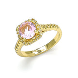 Oro Laminado Multi Stone Ring, Gold Filled Style with Pink Cubic Zirconia, Polished, Golden Finish