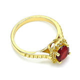 Oro Laminado Multi Stone Ring, Gold Filled Style with Garnet Cubic Zirconia, Polished, Golden Finish