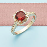 Oro Laminado Multi Stone Ring, Gold Filled Style with Garnet Cubic Zirconia, Polished, Golden Finish