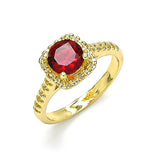 Oro Laminado Multi Stone Ring, Gold Filled Style with Garnet Cubic Zirconia, Polished, Golden Finish