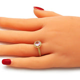 Oro Laminado Multi Stone Ring, Gold Filled Style with Pink Cubic Zirconia, Polished, Golden Finish