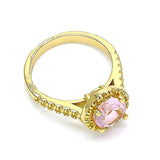 Oro Laminado Multi Stone Ring, Gold Filled Style with Pink Cubic Zirconia, Polished, Golden Finish