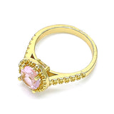 Oro Laminado Multi Stone Ring, Gold Filled Style with Pink Cubic Zirconia, Polished, Golden Finish