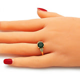 Oro Laminado Multi Stone Ring, Gold Filled Style Heart Design, with Green and White Cubic Zirconia, Polished, Golden Finish