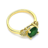 Oro Laminado Multi Stone Ring, Gold Filled Style Heart Design, with Green and White Cubic Zirconia, Polished, Golden Finish