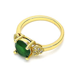 Oro Laminado Multi Stone Ring, Gold Filled Style Heart Design, with Green and White Cubic Zirconia, Polished, Golden Finish