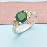 Oro Laminado Multi Stone Ring, Gold Filled Style Heart Design, with Green and White Cubic Zirconia, Polished, Golden Finish
