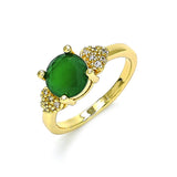 Oro Laminado Multi Stone Ring, Gold Filled Style Heart Design, with Green and White Cubic Zirconia, Polished, Golden Finish