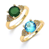 Oro Laminado Multi Stone Ring, Gold Filled Style Heart Design, with Green and White Cubic Zirconia, Polished, Golden Finish