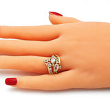 Oro Laminado Multi Stone Ring, Gold Filled Style with White Cubic Zirconia, Polished, Golden Finish