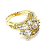 Oro Laminado Multi Stone Ring, Gold Filled Style with White Cubic Zirconia, Polished, Golden Finish