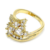 Oro Laminado Multi Stone Ring, Gold Filled Style with White Cubic Zirconia, Polished, Golden Finish